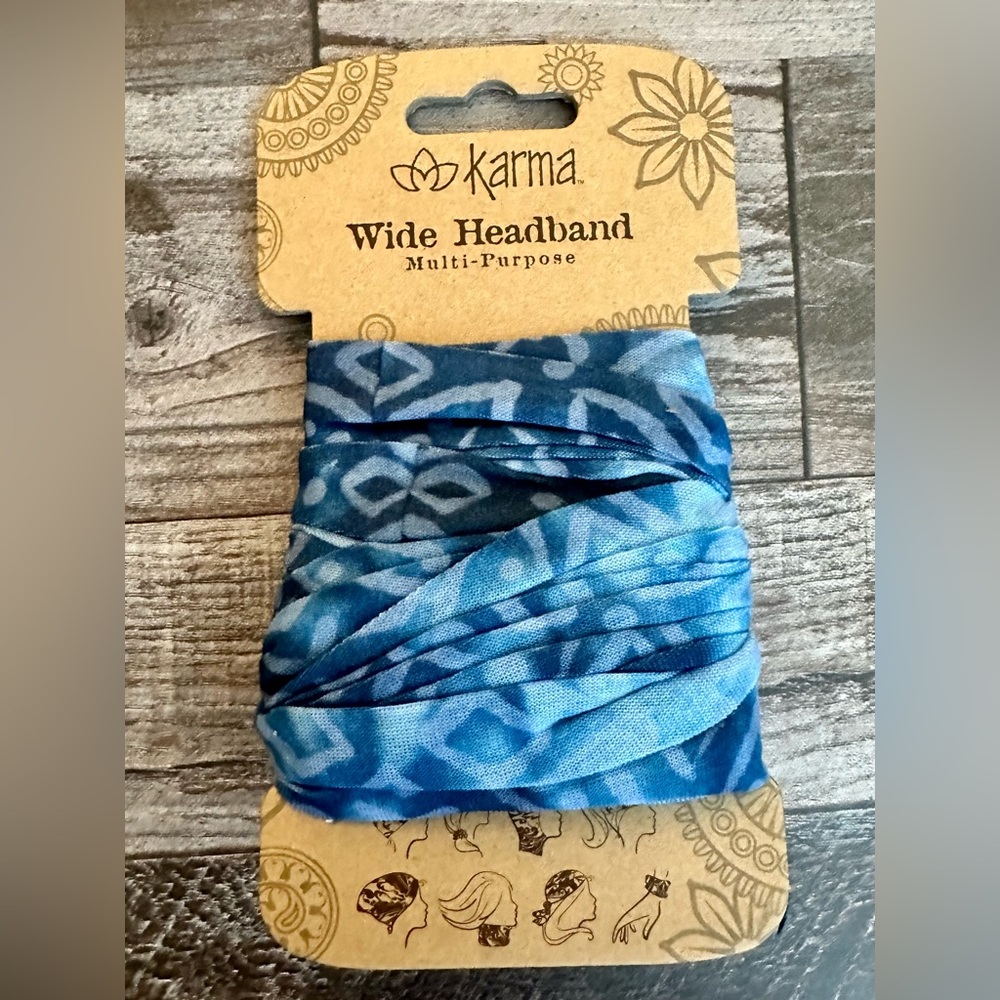 Karma Wide Headband, Boho Blue, Multi Purpose, New in Package